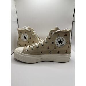 Converse All Star Lift Platform High Embroidered Roses Size‎ 8.5 Shoes Hi Top